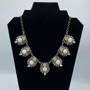 Green, White and Clear Stone Necklace